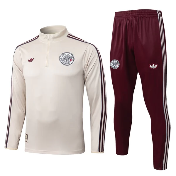 Ajax Amsterdam Tuta Felpa da Allenamento 2025/26 - 1-4 Zip Beige Ajax Amsterdam Tuta Felpa da Allenamento 2025/26 - 1-4 Zip Beige