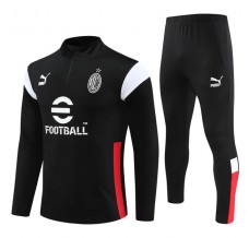 Bambino AC Milan Tute Felpe da Allenamento 2023/24 - 1-4 Zip Nero Rosso