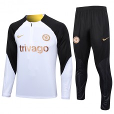 Bambino Chelsea Tute Felpe da Allenamento 2023/24 - 1-4 Zip Bianco Nero