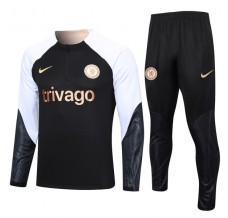 Bambino Chelsea Tute Felpe da Allenamento 2023/24 - 1-4 Zip Nero Bianco
