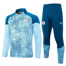 Bambino Manchester City Tute Felpe da Allenamento 2023/24 - 1-4 Zip Blu