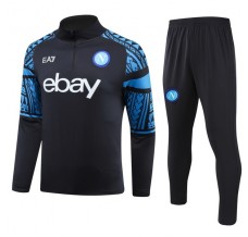 Bambino Napoli Tute Felpe da Allenamento 2023/24 - 1-4 Zip Nero