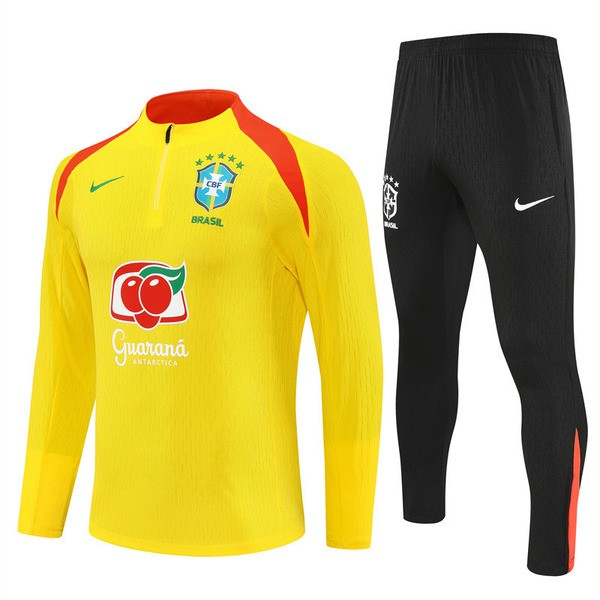 Brasile Tuta Felpa da Allenamento 2025/26 - 1-4 Zip Giallo Brasile Tuta Felpa da Allenamento 2025/26 - 1-4 Zip Giallo