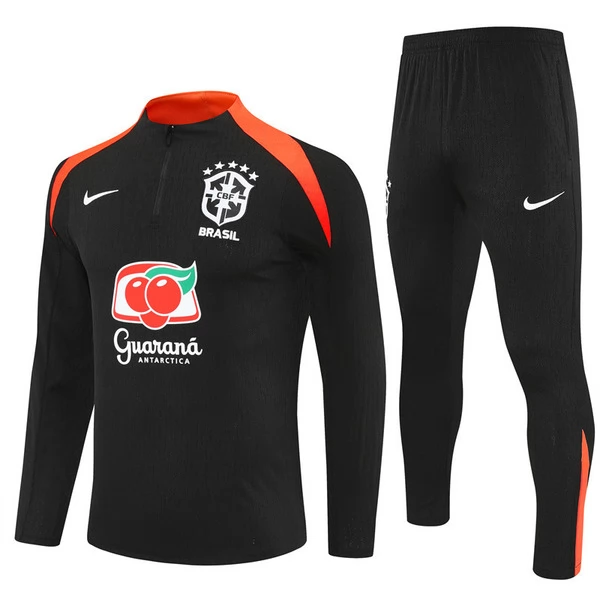 Brasile Tuta Felpa da Allenamento 2025/26 - 1-4 Zip Nero Brasile Tuta Felpa da Allenamento 2025/26 - 1-4 Zip Nero