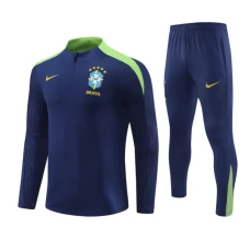 Brasile Tute Felpe da Allenamento 2024/25 - 1-4 Zip Blu Navy
