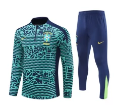 Brasile Tute Felpe da Allenamento Bambino 2024/25 - 1-4 Zip Blu