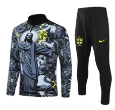 Brasile Tute Felpe da Allenamento Bambino 2024/25 - 1-4 Zip Nero