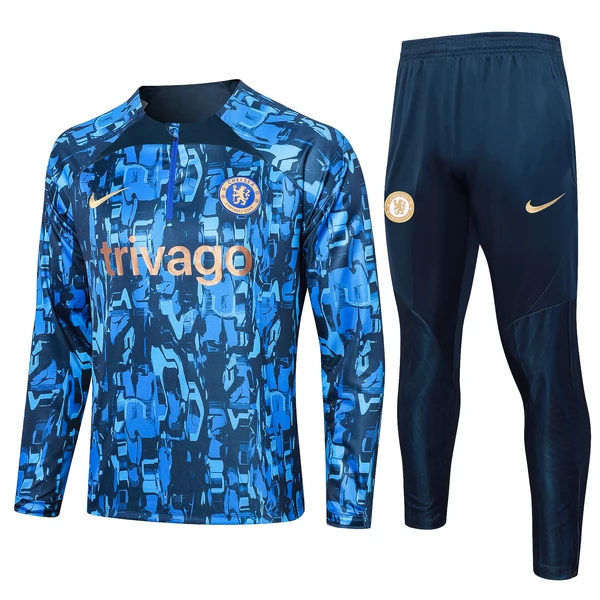 Chelsea Tute Felpe da Allenamento 2023/24 - 1-4 Zip Blu Camouflage Chelsea Tute Felpe da Allenamento 2023/24 - 1-4 Zip Blu Camouflage