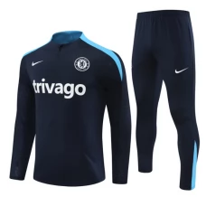 Chelsea Tute Felpe da Allenamento Bambino 2024/25 - 1-4 Zip Nero Blu