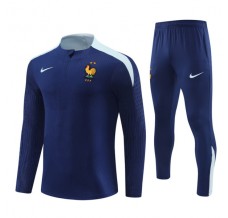 Francia Tute Felpe da Allenamento 2024/25 - 1-4 Zip Blu Navy