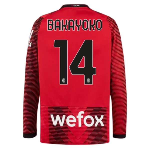 Maglia AC Milan Bakayoko 14 Divisa Prima 2023/24 Manica Lunga Maglia AC Milan Bakayoko 14 Divisa Prima 2023/24 Manica Lunga