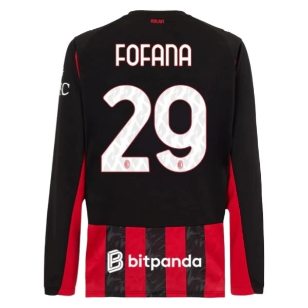 Maglia AC Milan Fofana 29 Divisa Prima 2025/26 Manica Lunga Maglia AC Milan Fofana 29 Divisa Prima 2025/26 Manica Lunga