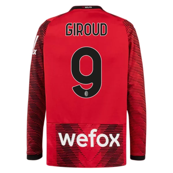 Maglia AC Milan Giroud 9 Divisa Prima 2023/24 Manica Lunga Maglia AC Milan Giroud 9 Divisa Prima 2023/24 Manica Lunga