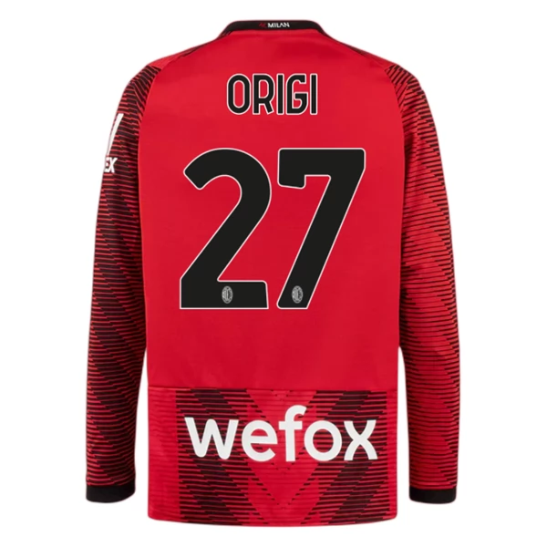 Maglia AC Milan Origi 27 Divisa Prima 2023/24 Manica Lunga Maglia AC Milan Origi 27 Divisa Prima 2023/24 Manica Lunga