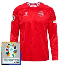 Maglia Danimarca Divisa Prima Euro 2024 Manica Lunga Patch