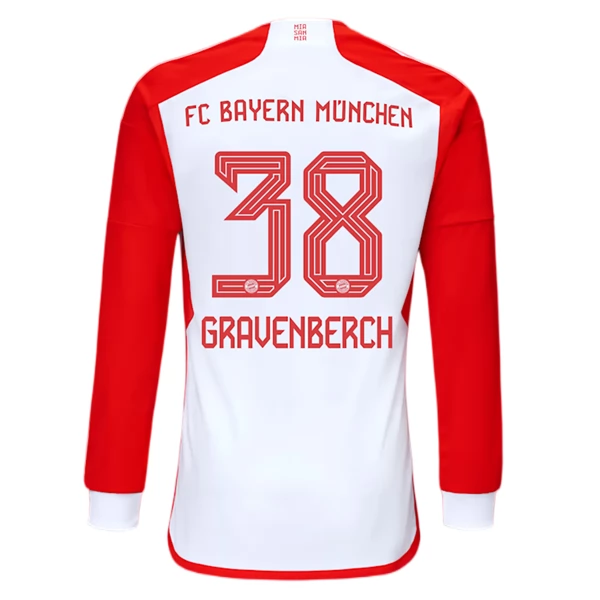Maglia FC Bayern München Gravenberch 38 Divisa Prima 2023/24 Manica Lunga Maglia FC Bayern München Gravenberch 38 Divisa Prima 2023/24 Manica Lunga
