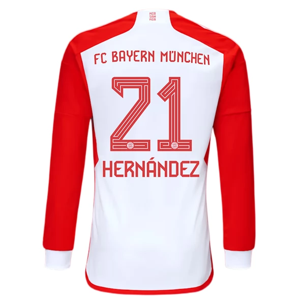 Maglia FC Bayern München Hernandez 21 Divisa Prima 2023/24 Manica Lunga Maglia FC Bayern München Hernandez 21 Divisa Prima 2023/24 Manica Lunga