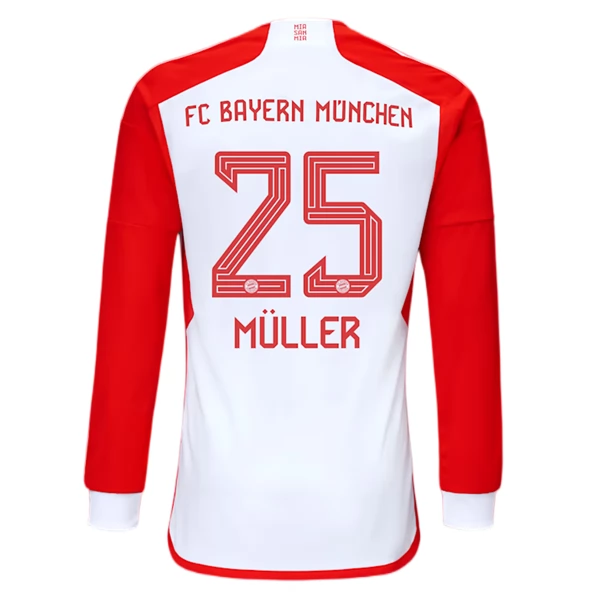 Maglia FC Bayern München Müller 25 Divisa Prima 2023/24 Manica Lunga Maglia FC Bayern München Müller 25 Divisa Prima 2023/24 Manica Lunga