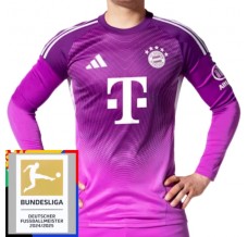 Maglia FC Bayern München Portiere Divisa Prima Purple Bundesliga Champions Patch 2025/26 Manica Lunga