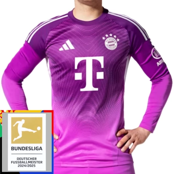 Maglia FC Bayern München Portiere Divisa Prima Purple Bundesliga Champions Patch 2025/26 Manica Lunga Maglia FC Bayern München Portiere Divisa Prima Purple Bundesliga Champions Patch 2025/26 Manica Lunga
