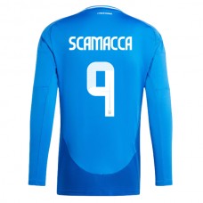 Maglia Italia Scamacca 9 Divisa Prima Euro 2024 Manica Lunga