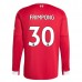 Maglia Liverpool FC Frimpong 30 Divisa Prima 2025/26 Manica Lunga