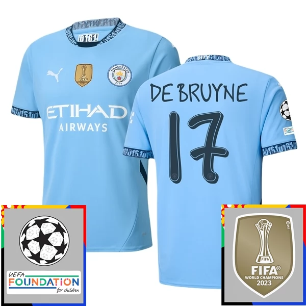 Maglia Manchester City De Bruyne 17 Divisa Prima Champions League With Patch 2024/25 Maglia Manchester City De Bruyne 17 Divisa Prima Champions League With Patch 2024/25