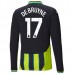 Maglia Manchester City De Bruyne 17 Divisa Trasferta 2024/25 Manica Lunga