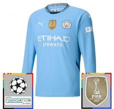 Maglia Manchester City Divisa Prima Champions League With Patch 2024/25 Manica Lunga