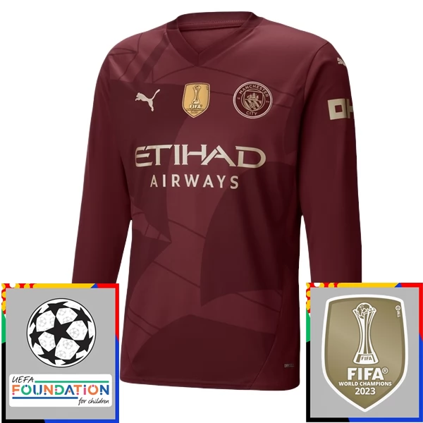 Maglia Manchester City Divisa Terza Champions League With Patch 2024/25 Manica Lunga Maglia Manchester City Divisa Terza Champions League With Patch 2024/25 Manica Lunga