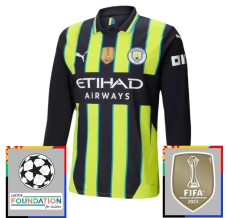 Maglia Manchester City Divisa Trasferta Champions League With Patch 2024/25 Manica Lunga Maglia Manchester City Divisa Trasferta Champions League With Patch 2024/25 Manica Lunga