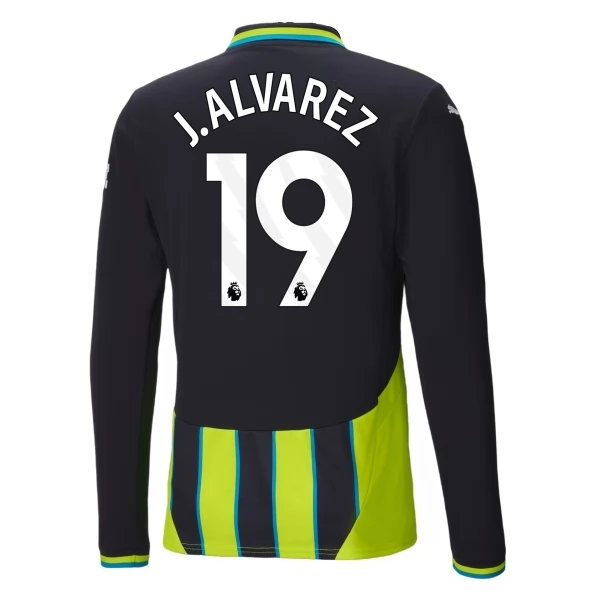 Maglia Manchester City J.Alvarez 19 Divisa Trasferta 2024/25 Manica Lunga Maglia Manchester City J.Alvarez 19 Divisa Trasferta 2024/25 Manica Lunga