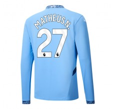 Maglia Manchester City Matheus N. 27 Divisa Prima 2024/25 Manica Lunga