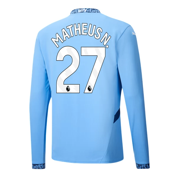 Maglia Manchester City Matheus N. 27 Divisa Prima 2024/25 Manica Lunga Maglia Manchester City Matheus N. 27 Divisa Prima 2024/25 Manica Lunga