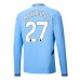 Maglia Manchester City Matheus N. 27 Divisa Prima 2024/25 Manica Lunga