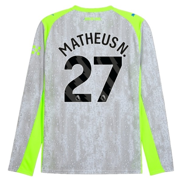 Maglia Manchester City Matheus N. 27 Kit Gara Third 2025/26 Maniche Lunghe Maglia Manchester City Matheus N. 27 Kit Gara Third 2025/26 Maniche Lunghe