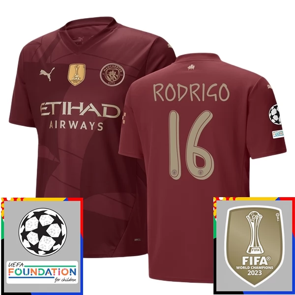 Maglia Manchester City Rodrigo 16 Divisa Terza Champions League With Patch 2024/25 Maglia Manchester City Rodrigo 16 Divisa Terza Champions League With Patch 2024/25