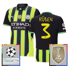 Maglia Manchester City Rúben 3 Divisa Trasferta Champions League With Patch 2024/25