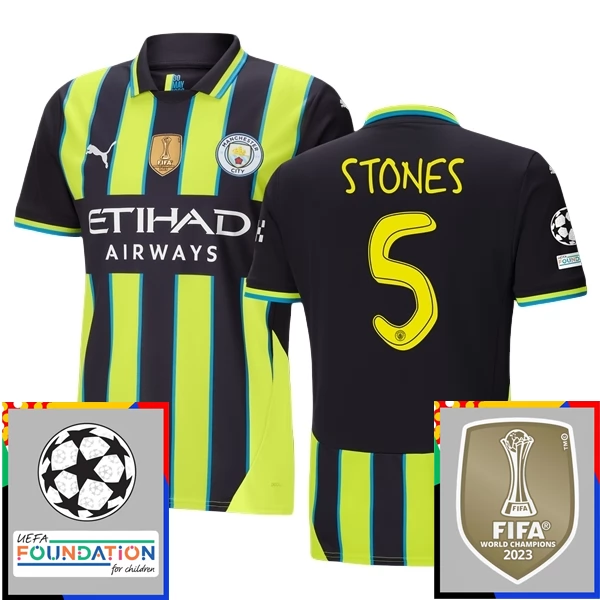 Maglia Manchester City Stones 5 Divisa Trasferta Champions League With Patch 2024/25 Maglia Manchester City Stones 5 Divisa Trasferta Champions League With Patch 2024/25