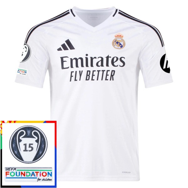 Maglia Real Madrid Divisa Prima 15th Champions League With Patch 2024 25