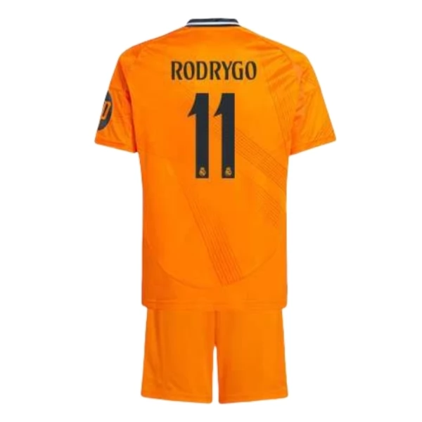 Maglia Real Madrid Rodrygo 11 Bambino Divisa Trasferta 2024/25 Maglia Real Madrid Rodrygo 11 Bambino Divisa Trasferta 2024/25