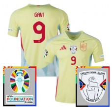 Maglia Spagna Gavi 9 Divisa Trasferta Euro 2024 Patch