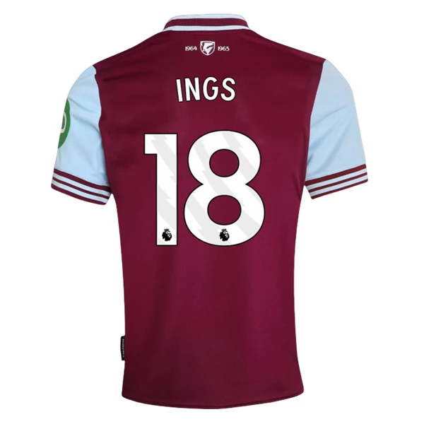 Maglia West Ham United FC Ings 18 Divisa Prima 2024/25 Maglia West Ham United FC Ings 18 Divisa Prima 2024/25