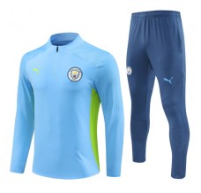 Manchester City Tute Felpe da Allenamento 2024/25 - 1-4 Zip Blu Verde
