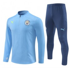 Manchester City Tute Felpe da Allenamento Bambino 2024/25 - 1-4 Zip Blu
