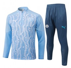 Manchester City Tute Felpe da Allenamento Bambino 2024/25 - 1-4 Zip Blu