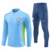 Manchester City Tute Felpe da Allenamento Bambino 2024/25 - 1-4 Zip Blu Verde