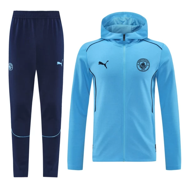 Manchester City Tute Giacca da Allenamento 2024/25 - Cappuccio Blu Manchester City Tute Giacca da Allenamento 2024/25 - Cappuccio Blu