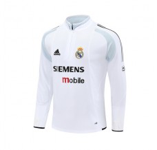 Real Madrid Felpa Allenamento 2004-05 - 1-4 Zip Retro Bianco