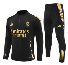 Real Madrid Tute Felpe da Allenamento Bambino 2024/25 - 1-4 Zip Nero Gold